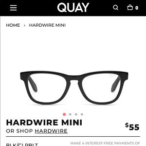 NWT QUAY HARDWIRE MINI-BLACK BLUE LIGHT EYEGLASSES